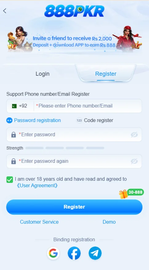888PKR Register